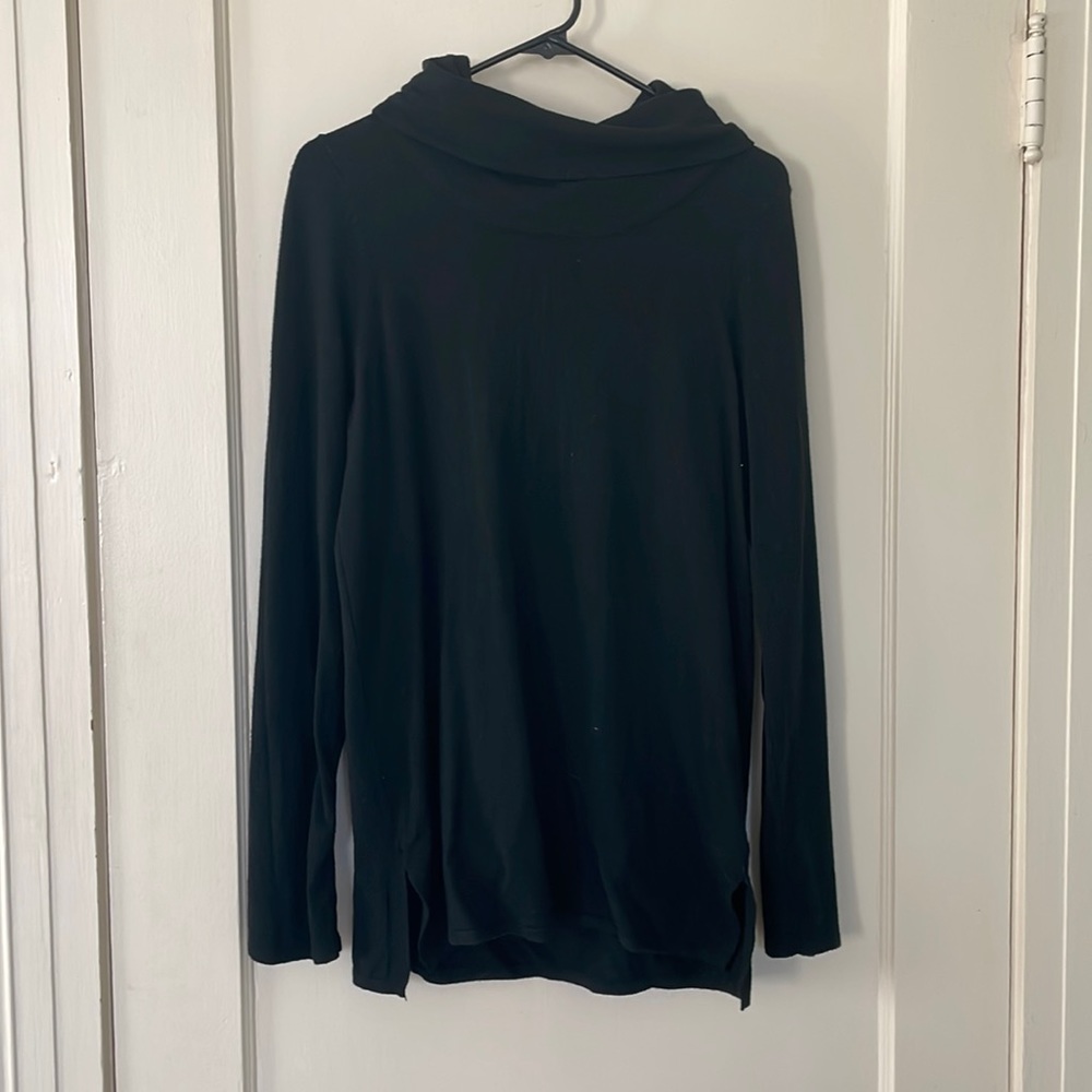 Black Cowl Neck Sweater with Elbow Patch, Size M